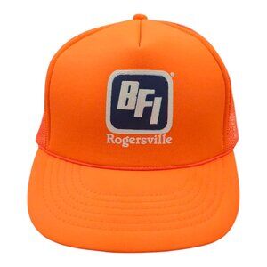 BFI Rope Braid Mesh Snapback Cap Vintage Trucker Foam Baseball Hat Blaze Orange